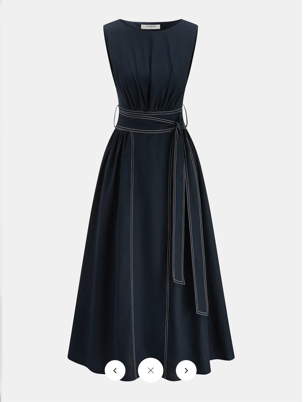 Nwt Commense Cotton Linen Sleeveless Belted Midi Dress  Sz XL
